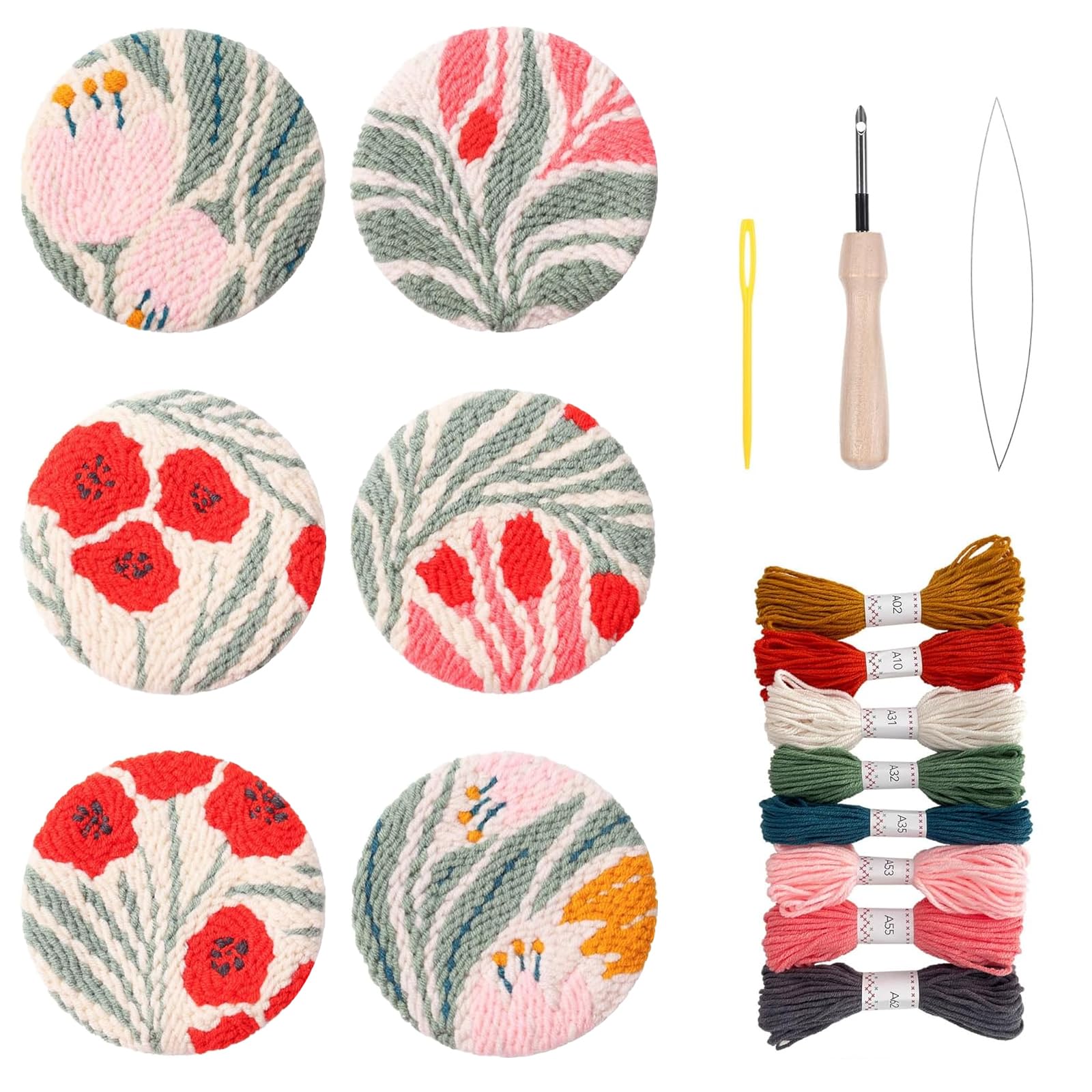 Amazon | Pure Vie パンチニードル刺繍キット 6点セット コースター